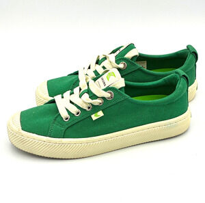 Cariuma Womens Green Canvas Low Top Lace Up Sneakers Cork Insoles US 7.5
